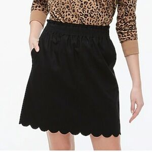 NWT J. Crew Black A-Line‎ Skirt with Scalloped Hem size 14